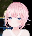  blonde_hair blue_eyes closed_mouth eun-chae hair_ornament hairpin lowres non-web_source pink_hair silk virtual_youtuber waktaverse 