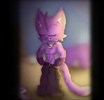 anthro bottomwear capriela catnap_(poppy_playtime) clothing domestic_cat eyes_closed felid feline felis fur jewelry male mammal monster muscular necklace pants pants_only poppy_playtime purple_body purple_fur shirtless smile smiling_critters solo undressing