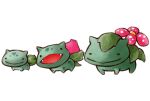  animal_focus black_eyes bulbasaur chibi chibi_only closed_mouth commentary_request evolutionary_line fangs full_body ivysaur kotorai no_humans open_mouth pokemon pokemon_(creature) simple_background solid_circle_eyes venusaur white_background 