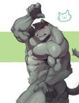  abs anthro blush colored dubudubudubudub feline looking_at_viewer male mammal muscular nude pecs simple_background solo 