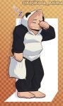 5_fingers absurd_res barefoot clothing eye_bags eyes_closed feet fingers hi_res hoodie human kkanima koji_koda male mammal mouth_closed my_hero_academia panda_tail pillow pillow_grab simple_background solo tired topwear