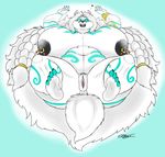  big_breasts big_butt breasts butt canine eth_(artist) female huge_breasts huge_butt lying mammal nipple_piercing nipples on_back overweight piercing pussy solo thick_thighs wolf 