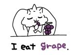 anthro bandai_namco berrysaladberry digimon digimon_(species) eating english_text food fruit grape horn humor long_ears lopmon plant solo text