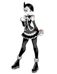  black_dress black_hair detached_sleeves female full_body genzoman gothic_lolita hair_bow mai_(pokemon) nintendo pantyhose poke_ball pokemon pokemon_(game) pokemon_dppt short_dress simple_background smile solo white_background 