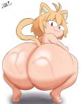  animal_humanoid big_butt blonde_hair bodily_fluids butt cat_humanoid crouching felid felid_humanoid feline feline_humanoid female hair hi_res huge_butt humanoid inner_ear_fluff looking_at_viewer looking_back mammal mammal_humanoid neco-arc nude red_eyes smile solo sweat sweaty_butt thick_thighs tsukihime tuft type-moon white_body white_skin za_barro 