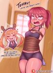  bdsm bondage bound glasses highres kobayashi-san_chi_no_maidragon kobayashi_(maidragon) mummification_(bound) negi_(liquidu) red_hair rope school_swimsuit shibari swimsuit tohru_(maidragon) 