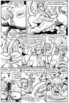  2016 anthro anus balls bessy big_balls big_breasts big_penis black_and_white breasts comic dialogue dragon english_text equine erection female female/female fingering group gustav_(here_there_be_dragons) here_there_be_dragons horse huge_breasts hyper hyper_penis imminent_sex karno male male/female mammal monochrome nude olga penis pussy scalie sex text vein veiny_penis zashy 
