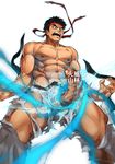  1boy 8_(yamalu) abs artist_request black_hair erection headband lack_hair male_focus muscle pecs penis ryuu_(street_fighter) short_hair solo street_fighter torn_clothes 