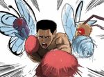  beedrill boxing boxing_gloves butterfree human male mammal muhammad_ali muscular nintendo open_mouth pok&eacute;mon punch red_eyes sport sweat unknown_artist video_games wings 