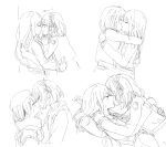  2girls blush braid closed_eyes commentary_request french_braid greyscale hair_ribbon hand_on_another&#039;s_back hand_on_another&#039;s_shoulder highres hug imminent_kiss inoue_takina kiss long_hair lycoris_recoil lycoris_uniform masaru_(kises_j) medium_hair monochrome multiple_girls nishikigi_chisato one_side_up open_mouth parted_lips ribbon scarf sweat yuri 