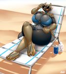  averyshadydolphin big_breasts big_butt bikini breasts butt claudia_(averyshadydolphin) clothing dragon eyewear female looking_at_viewer sand sandal sitting solo sunglasses swimsuit teeth thick_thighs voluptuous wide_hips 