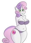  2016 aged_up anthro anthrofied bra breasts cleavage clothed clothing equine female friendship_is_magic fur green_eyes hair hi_res horn looking_at_viewer mammal multicolored_hair my_little_pony navel overweight panties purple_hair purple_underwear scobionicle99 simple_background slightly_chubby smile solo sweetie_belle_(mlp) thick_thighs two_tone_hair underwear unicorn wide_hips 