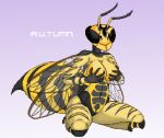 a.u.tumn anthro arthropod arthropod_abdomen big_breasts black_eyes breasts digital_media_(artwork) female hymenopteran insect mandibles marissa_(wasp) navel nude pixel_(artwork) solo thick_thighs wasp wings yellow_body