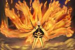  blonde_hair facial_mark fire full_body glowing glowing_eyes male_focus naruto short_hair solo standing uzumaki_naruto uzumaki_naruto_(rikudou_sennin_mode) 
