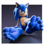 3d_(artwork) 5_toes absurd_res anthro barefoot blue_body blue_skin clothing digital_media_(artwork) eulipotyphlan feet feetymcfoot foot_focus gloves green_eyes handwear hedgehog hi_res humanoid_feet looking_at_viewer male mammal plantigrade sega simple_background smile soles solo sonic_the_hedgehog sonic_the_hedgehog_(series) toes