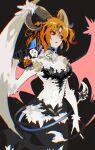  2girls @_@ animal_ears blurry body_fur breasts brown_horns chibi crown curled_horns dark_young_(fate) demon_girl demon_horns demon_wings dual_persona fate/grand_order fate_(series) fingernails fujimaru_ritsuka_(female) fujimaru_ritsuka_(female)_(halloween_royalty) fur-tipped_tail fur-trimmed_pants fur_trim goat_ears goat_horns goat_legs hair_between_eyes hanako_(onikutabetaiyo) highres horns looking_at_viewer medium_hair mini_crown monsterification multiple_girls open_mouth orange_hair pants pumpkin_hat sharp_fingernails short_hair tail third_eye twitter_username wings 