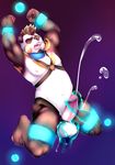  anthro athletic ball_grab balls bastion bear bound collar cum cumshot disembodied_hand erection eyes_closed forced_orgasm fully_bound harness humanoid_penis kneeling leaning leaning_back magic male mammal musclegut navel nipples nude open_mouth orgasm panda pecs penis raised_arm scrunchy_face slightly_chubby solo 