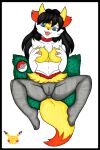  2_toes 3_fingers after_transformation alternate_species anthro aroused aroused_smile bare_shoulders barefoot big_breasts black_body black_border black_fur black_hair blue_eyes border bottomless braixen breast_fondling breast_play breasts canid canine chest_tuft choker clothed clothing crown ears_up enjoying erect_nipples eyelashes feet female fingers fluffy fluffy_tail fondling fox front_view fur generation_1_pokemon generation_6_pokemon genitals hair hand_on_breast headgear hedge huge_breasts ivanks jewelry long_hair long_tail looking_down_at_self looking_pleasured lying mammal mostly_nude necklace nintendo nipples on_back open_mouth orange_body orange_fur pikachu plant pokeball pokemon pokemon_(species) pokemorph pupils pussy red_nose rei_hino sailor_mars sailor_moon_(series) self_fondle shrub simple_background slit_pupils snout solo species_transformation tail teeth thick_thighs tiara toes tongue topless torn_clothing transformation tuft white_background white_body white_fur yellow_body yellow_fur 