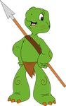  alpha_channel bodypaint clothing franklin_turtle green_skin loincloth melee_weapon polearm porygon2z reptile scalie scratches shell-less simple_background solo spear transparent_background turtle weapon young 