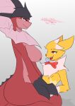  2024 absurd_res ambiguous_penetration anthro anthro_on_anthro black_hair black_paws bow_tie breasts dorsal_fin duo ear_fins eeveelution fangs female female_on_top female_penetrated fin frill_(anatomy) from_front_position fur generation_1_pokemon hair half-closed_eyes happy head_fin hi_res jolteon looking_down looking_pleasured male male/female mastery_position mouth_closed narrowed_eyes neck_frill nintendo nipples nude on_top open_mouth penetration pink_body pokemon pokemon_(species) red_body red_eyes red_fur red_nipples red_nose red_tail sex signature tail teeth tuni_(tunibarks) vaporeon vappy_liv yellow_body zeny_toyu 