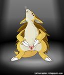  anus clitoris female feral looking_up nintendo open_mouth pok&eacute;mon presenting pussy sandslash simple_background solo spread_pussy spreading standing terraraptor video_games yaroul 