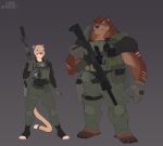 anthro assault_rifle athletic athletic_female bear brown_bear bulletproof_vest cougar duo felid feline female grizzly_bear gun gus_(grizzlygus) hi_res kodiak_bear law_enforcement male male/female mammal muscular muscular_male police ranged_weapon rifle size_difference special_forces stoopix swat tactical_gear ursine valerie_(grizzlygus) weapon