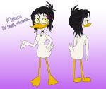  alternate_hairstyle anatid anseriform anthro avian avian_butt big_butt bird butt dime disney duck duck_footed ducktales ducktales_(2017) female hi_res jewelry magica_de_spell model_sheet mr._blue_(artist) necklace necklace_only nude pencil_in_hair solo 