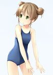  brown_hair competition_school_swimsuit double_bun green_eyes new_school_swimsuit one-piece_swimsuit original school_swimsuit shibacha short_hair solo swimsuit 