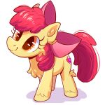  1girl apple_bloom bow candymeow333 cutie_mark full_body hair_bow my_little_pony my_little_pony:_friendship_is_magic no_humans orange_eyes pink_bow pink_hair pony_(animal) simple_background solo white_background yellow_fur 