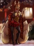  2016 anthro breasts canine cleavage clothed clothing dress female fox mammal skirt solo sorafoxyteils 