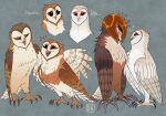 absurd_res armor avian barn_owl battle_claws bird black_eyes brother_(lore) brother_and_sister_(lore) brown_body brown_feathers claws eglantine_(gogh) feathers female feral gradient_body group guardians_of_ga&#039;hoole headgear helmet hi_res kabuki-aku kludd male metal_beak nyra_(gogh) owl sibling_(lore) simple_background sister_(lore) soren_(gogh) toe_claws tyto tytonid white_body white_feathers