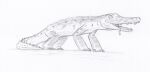 2014 ambiguous_gender claws crocodile crocodilian crocodylid feral full-length_portrait gecko graphite_(artwork) grey_line_art greyscale happy hi_res hybrid lizard monochrome open_mouth pencil_(artwork) portrait pupils reptile scales scalie sharp_teeth simple_background sketch slit_pupils snout solo spiked_tail spikes spikes_(anatomy) standing tail teeth thatoneaceguy three-quarter_view tongue tongue_out traditional_media_(artwork) white_background