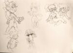  absurd_res adora_(bloons) black_and_white bloons_tower_defense butt clothing egyptian egyptian_clothing eyewear female female/female glasses hi_res human male mammal monochrome ninja_kiwi quincy_(bloons) sketch smelly traditional_media_(artwork) trash unknown_artist 
