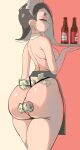  alcohol animal_humanoid apron beer beer_bottle beverage big_breasts big_butt black_hair bottle breasts butt cephalopod cephalopod_humanoid clothed clothing container curvy_figure ear_piercing female hair hi_res humanoid maid_headdress marine marine_humanoid mollusk mollusk_humanoid money money_in_thong nintendo octarian octoling piercing pink_eyes pseudo_hair shiver_(splatoon) side_boob skimpy splatoon tentacle_hair tentacles thick_thighs topless waiter yuta_agc 