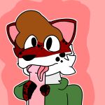  anthro canid canine fellatio femboy fox fur genitals hi_res isalwaysoffline long_tongue male male/male mammal oral outline penile penis penis_grab pink_background pink_penis red_body red_fur sex simple_background tongue white_body white_fur 