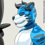  after_transformation animated bdsm bound ejaculation encasement felid goo_(disambiguation) latex mammal mouth_play open_mouth pantherine tiger toysuit transformation xedryk 