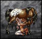  2016 anatomically_correct anatomically_correct_penis animal_genitalia animal_penis anthro anthro_on_feral ball_fondling balls bestiality big_penis black_border black_fur border bridal_gauntlets brown_fur brushfire clothed clothing crossdressing digital_media_(artwork) duo equine equine_penis erection feral fondling fur girly half-erect hooved_fingers hooves horse kneeling larger_male legwear licking male male/male male_on_feral mammal mane medial_ring mottled_penis multicolored_fur oral penis penis_lick quadruped sex simple_background size_difference smaller_male stockings textured_background tongue tongue_out valmir watermark white_fur 