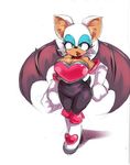  ameyamadenshin anthro bat breasts cleavage clothed clothing female fur gloves green_eyes mammal membranous_wings pose rouge_the_bat seductive smile solo sonic_(series) voluptuous white_fur wings 