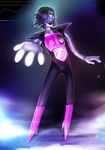  2015 4_fingers android better_version_at_source black_hair clothing footwear grin hair hair_over_eye hi_res high_heels humanoid inviting looking_at_viewer machine mettaton mettaton_ex outstretched_hand pig_(artist) robot smile solo undertale video_games 