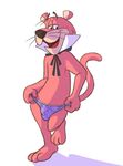  balls blush bow bulge clothed clothing cougar crossdressing digital_media_(artwork) feline grin ladysomnambule lion male mammal panties simple_background smile snagglepuss snagglepuss_(show) solo teasing underwear whiskers white_background 