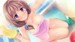  :) bare_arms bare_shoulders barefoot bath bathroom blush breasts brown_hair cleavage eyebrows eyebrows_visible_through_hair feet game_cg happy highres indoors kneeling large_breasts legs long_hair looking_at_viewer nude original pov purple_eyes sakura_no_mori_dreamers shizumiya_mahoro smile soap_bubbles solo sponge steam thighs toes towel yamakaze_ran 