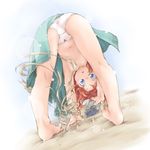  :o barefoot blue_eyes bow bow_panties crab flat_chest full_body granblue_fantasy ham_(points) long_hair panties red_hair sand sara_(granblue_fantasy) solo underwear white_panties 