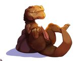  animal_genitalia butch_(tgd) crazedg dinosaur erection feral genital_slit legs_up male naughty_face penis pinup pose precum reclining rock scalie sharp_teeth signature slit solo spread_legs spreading tapering_penis teeth the_good_dinosaur theropod tyrannosaurus_rex 