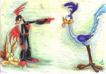  angry anthro avian bird black_nose brown_fur canine coyote fur loonatics_unleashed looney_tunes male mammal rev_runner roadrunner roadrunner_(looney_tunes) tongue tongue_out unknown_artist warner_brothers wile_e._coyote worried 