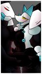 4:7 abyssfreak2848 anthro black_body black_fur blue_ears blue_mouth border breasts clothed clothing deltarune featureless_breasts female floating_hands fur group group_sex hand_on_face holding_partner male male/female mostly_nude mostly_nude_female open_mouth partially_clothed partially_clothed_female red_eyes sex shirt swatch_(deltarune) swatchling tasque_manager threesome topwear trio unbuttoned_shirt undertale_(series) white_border white_clothing white_face white_shirt white_topwear yellow_eyes