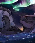  aurora_borealis claws colorful dinosaur gills glowing godzilla godzilla_(series) kaiju legendfromthedeep rock scales solo star teeth water wave 