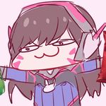  1girl :3 :d animated animated_gif bangs bkub_(style) bodysuit brown_eyes brown_hair d.va_(gremlin) d.va_(overwatch) doritos english epilepsy_warning facial_mark headphones himouto!_umaru-chan korean lowres mecha meka_(overwatch) mountain_dew nerf_gun o_o open_mouth overwatch parody pilot_suit smile solo style_parody swept_bangs v-shaped_eyebrows whisker_markings 