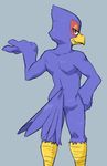  anthro avian butt falco_lombardi kemo_nuko looking_at_viewer looking_back male nintendo rear_view simple_background solo star_fox video_games 