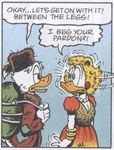  anatid anseriform avian bird clothing coonskin daisy_duck disney donald_duck duck duo female frontier hat headgear headwear low_res male out_of_context unknown_artist 