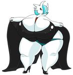  anthro big_breasts blue_hair breasts clothing dress footwear gardevoir hair high_heels huge_breasts mcnasty mega_evolution mega_gardevoir nintendo obese overweight pok&eacute;mon red_eyes thick_thighs video_games wide_hips 